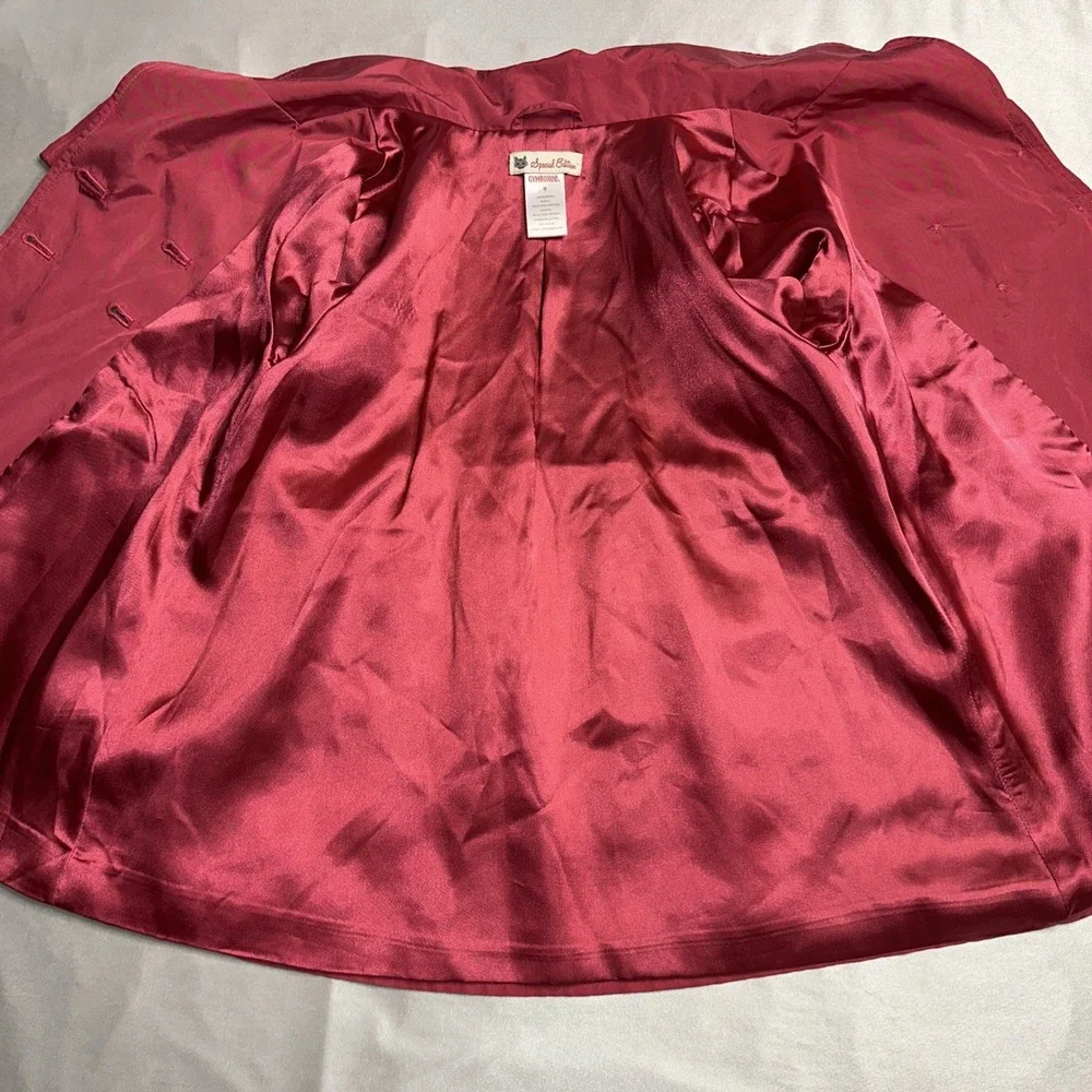 Gymboree Classroom Kitty Sz 9 Dark Pink Crop Trench Coat Jacket Girls‎